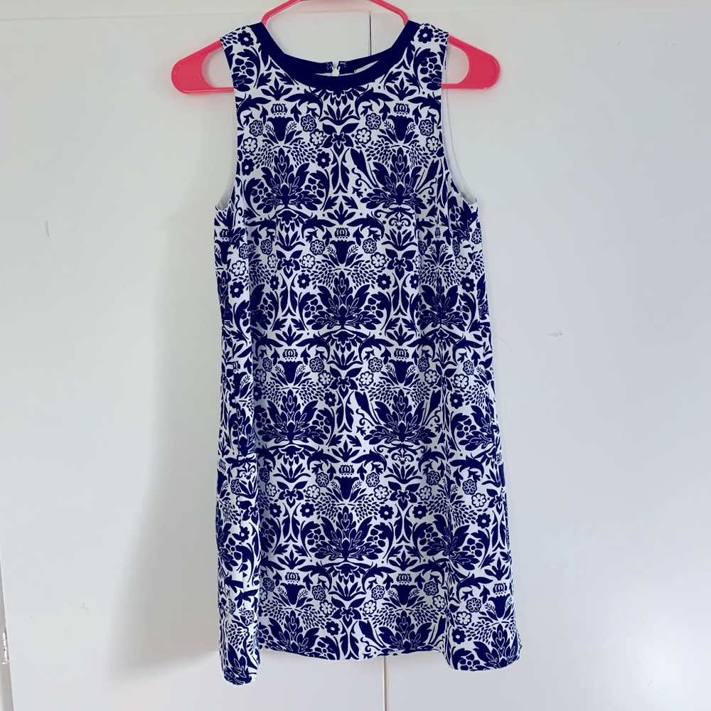 Loft blue and white floral shift dress